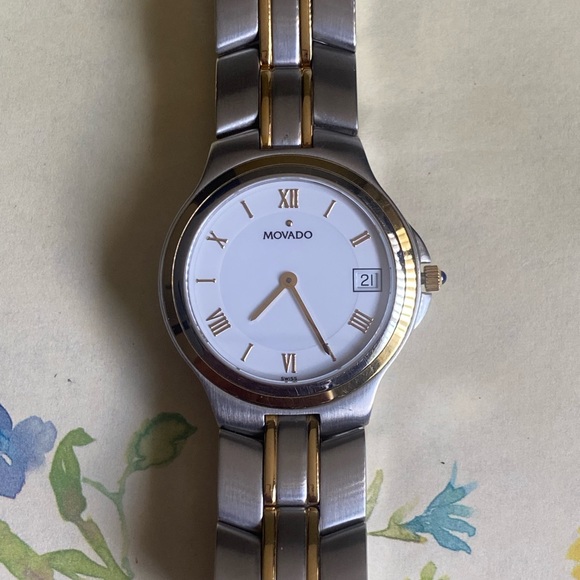 Movado 84-E7-878 Sapphire Crystal 35mm White Dial Date Adjust Men’s Watch. Nice! - Picture 3 of 13